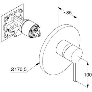 Встраиваемый смеситель для душа Kludi Nova Fonte Puristic чёрный матовый 206553915